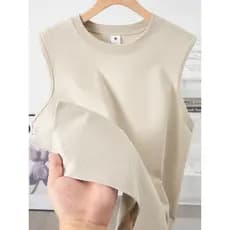 Algodão ainda puro mais confortável!Seagull Grey 230g Colete de algodão pesado esportivo Fitness sem mangas camiseta mas