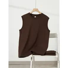 ((100% algodão Xinjiang) colete de algodão puro impervo pesado masculino solto colete esportivo sem mangas camiseta topo