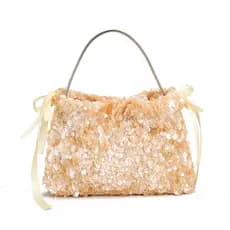 2026 Nova Bolsa de Mão com Laço de Lantejoulas, Bolsa Elegante com Contas Coloridas para Festas e Casamentos, Bolsa Femi