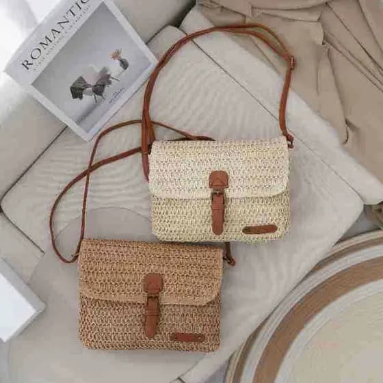 Bolsa transversal vintage pequena, bolsa de palha de alta qualidade, bolsa versátil para o dia a dia, bolsa de praia de