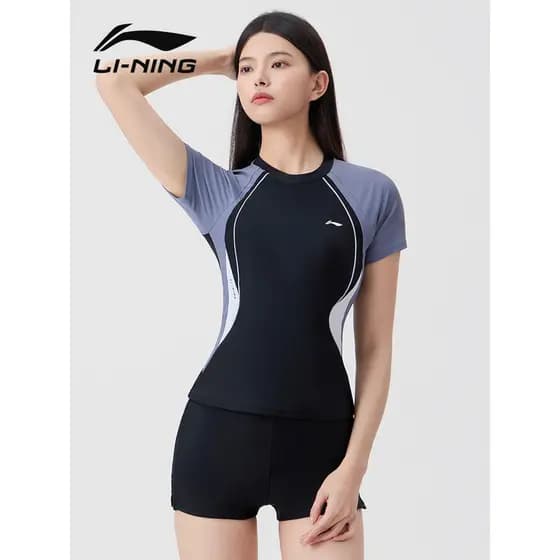 Li Ning Split Maiô Feminino Boxer Protetor Solar Maiô Terno de Duas Peças Mais Magro Look Tamanho Grande Praia Ad