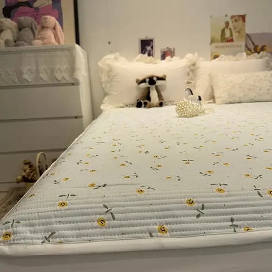 Smiley querida lavado algodão engrossado acolchoado folha de cama conjunto de três peças conjunto capa de cama Simmons c