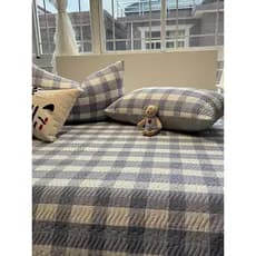 Simples azul xadrez algodão capa de cama conjunto de três peças acolchoado lençol engrossado algodão puro Tatami Kang ca