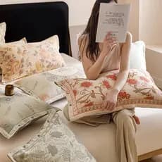 Meila estilo alemão francês impressão Digital algodão linho gaze fio tingido Jacquard fronha par 48*74 quatro estações a