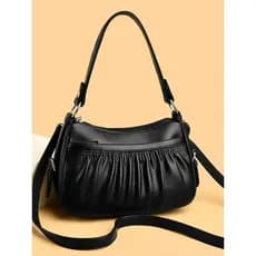 Aglaishi bolsa mensageiro plissada de couro genuíno feminina 2026 novo estilo leve bolsa mãe Casual All-Match bolsa de o