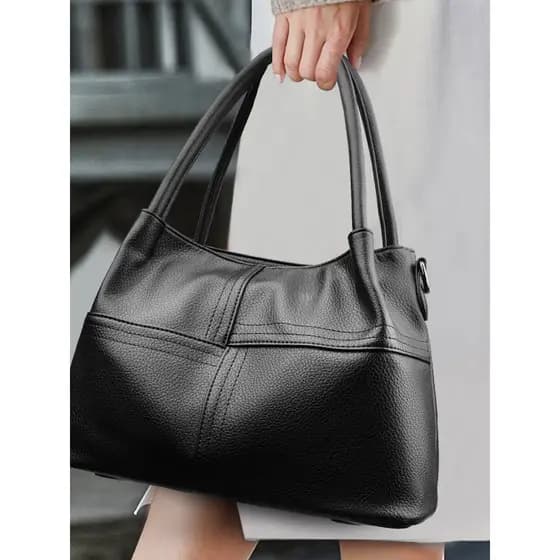 Bolsa grande feminina de couro macio, bolsa Tote de couro genuíno 2026, novo estilo, bolsa mãe de grande capacidade, bol
