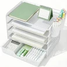 Organizadores E Acessórios De Mesa Lektree , Organizador De Bandeja De Cartas De Papel De 5 Camadas Com Suporte De Arqui
