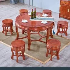Móveis de mogno ouriço vermelho sândalo mesa de jantar redonda mesa de tambor jacarandá chinês madeira maciça mesa de ja