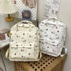 Japonês coreano bonito dos desenhos animados Dachshund cão estilo Preppy mochila grande capacidade estudante classe saco