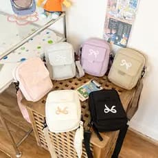Fresco doce arco pequeno quadrado saco bonito menina moda saco feminino leve saco do mensageiro estudante universitário