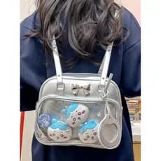 Millennium Y2K estilo menina quente Bowknot Mini mochila JK menina mochila transparente saco de dor saco do bebê bonito