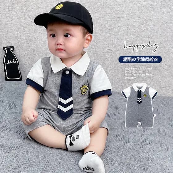 Verão um ano de idade menino meio ano roupas do bebê 5 terno do bebê 6 meia manga 0 um 1 ano de idade bebê 8 meses 9 pri