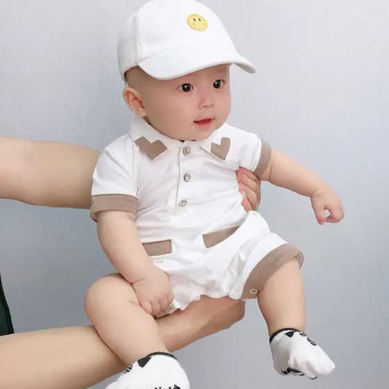 Macacão de algodão puro para bebês, roupas de verão para bebês, 3 meia manga, 5 macacão, meninos, verão, 6 meses, 7 cria