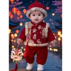 Macacão de bebê mais terno de veludo feminino cem dias masculino roupas de inverno ano novo 0-3 meses 6 cinco-4 10 anos