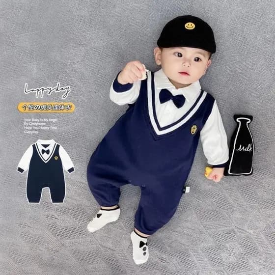 Macacão de bebê vestido quatro cinco seis sete oito nove meses um ano de idade mais meninos bebê primavera outono roupas