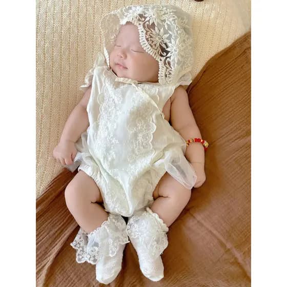 Mês inteiro roupas de bebê roupas de verão macacão de bebê recém-nascido menina verão macacão princesa cem dias vestido