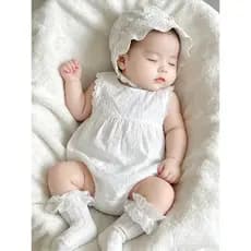 Mês inteiro roupas de bebê roupas de verão fino macacão recém-nascido branco princesa macacão bebê menina vestido macacã