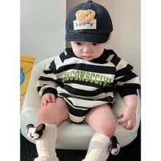 Roupas de bebê roupas de bebê primavera outono roupas meninos bebê com capuz listrado roupas de bebê versão coreana moda