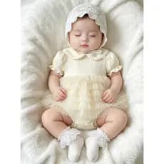 Mês inteiro roupas de bebê verão princesa macacão renda bolo macacão bebê menina cem dias banquete vestido de um ano de