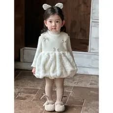 Cem dias roupas de bebê outono inverno mais veludo grosso vestido de princesa feminino bebê versão coreana moda exterior