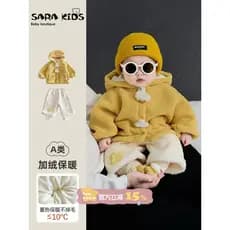Terno do bebê inverno estilo ocidental roupas do bebê menino velo quente médio pequeno crianças jaqueta calças quente di