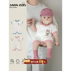 Mês inteiro roupas de bebê verão estilo fino bebê macacão de manga curta roupas de verão novo estilo pequeno mês Outing