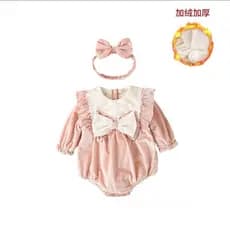 Bebê roupas de bebê roupas de inverno feminino bebê macacão de uma peça inverno princesa velo peido roupas cem dias de i