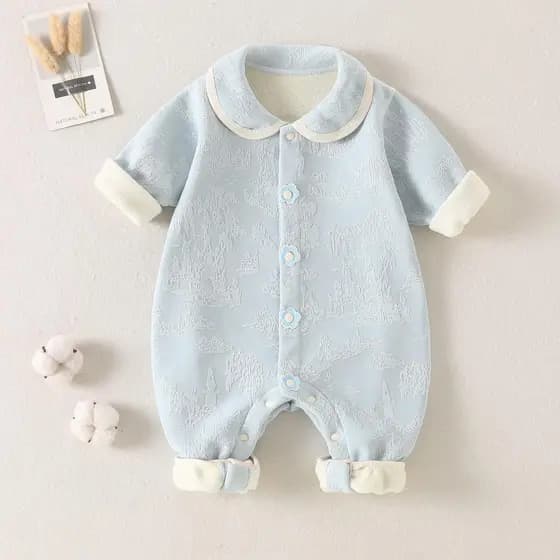 Macacão de bebê estilo chinês outono inverno forro de lã macacão recém-nascido