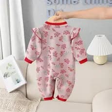 Roupas de bebê outono inverno macacão bebê menina mais veludo engrossado exterior wear pequena princesa exterior wear Su