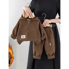 Meninos outono inverno forro de lã terno final do outono estilo ocidental usar crianças lã fina 3 roupas de bebê 1 ano d