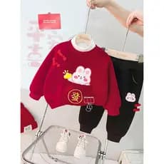 Meninas forro de lã terno outono inverno crianças ano novo roupas de ano novo vermelho bebê vestido de um ano feminino b