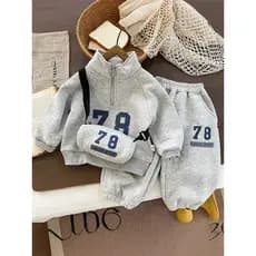 Meninos outono inverno ternos forro de lã quente estilo ocidental usar bonito frito rua crianças roupas do bebê meninos