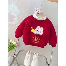 Meninas forro de lã moletom outono inverno roupas infantis roupas de ano novo topos bebê um ano de idade bebê menina rou