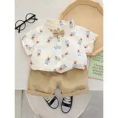 Meninos camisa de manga curta terno 2026 novo estilo bonito roupas infantis verão bebê moda roupas infantis bebê roupas