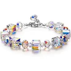 Cor Senhora ♥ Um Pouco Romance Pulseiras De Prata Esterlina Para Mulheres Pulseira De Cristais De Luzes Do Norte Extensã