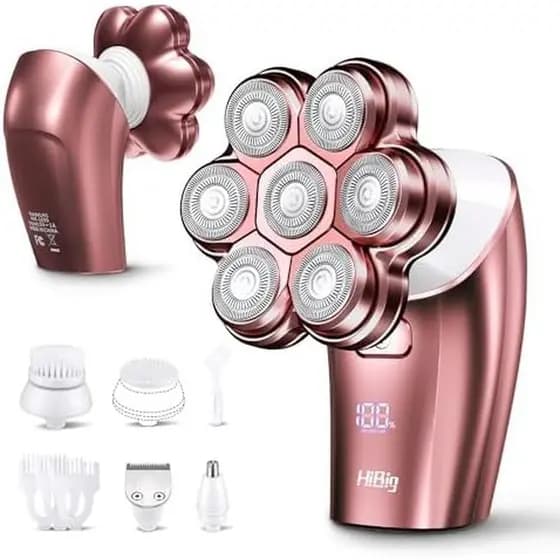 Barbeador elétrico de perna feminina: barbeador recarregável 5 em 1, aparador de formato de corpo seco e úmido 7D, remov