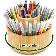 Organizador De Armazenamento De Canetas VaeFae 360 ° Desktop Giratório Para Materiais De Arte Marcadoras Lápis Colorido