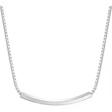 Colar Feminino De Barra Horizontal De Prata Esterlina Essentials – Pingente Minimalista Na Corrente Da Caixa , Presente