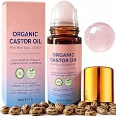 Óleo De Rícino Orgânico Com Rolo De Quartzo Rosa , Fórmula 100 % Pura Prensada A Frio Para Hidratação Da Pele & amp ; Cu