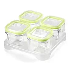 Recipientes De Comida Para Bebê De Vidro Matyz Com 4 Unidades Tampas Herméticas E Bandeja Empilhável (Verde Menta , 3 On