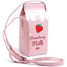 Frutas Banana Morango Leite Caixa Cruz Corpo Bolsa Feminina Telefone Carteira Sacos De Ombro