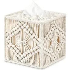 Mkono Capa De Caixa De Tecido Macrame Quadrado Suporte De Fundo Aberto Decoração Boho Organizador Boêmio Feito À Mão Cub