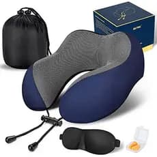 Travesseiro De Pescoço MLVOC Para Viagens , De Viagem Com Espuma De Memória 100 % Pura Atualizada Sono De Voo De Avião ,