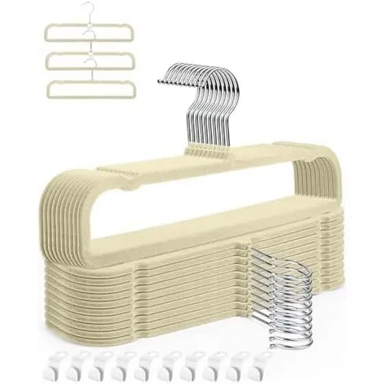 Cabides De Veludo Antiderrapantes-Pacote Com 20 Para Calças Armário-Cabide Fino Que Economiza Espaço-Forte , Durável , J