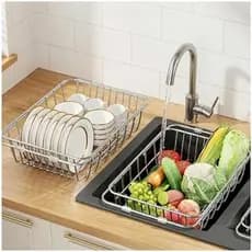 Rack De Drenagem Para Pratos , Estrutura De Aço Inoxidável Expansível Pia Interna/Externa , Proteção De Primer De Borrac