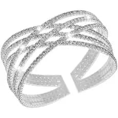 Pulseira De Strass Suyi Para Mulheres , Punho Multicamadas De Prata , Pulseiras De Noiva De Cristal