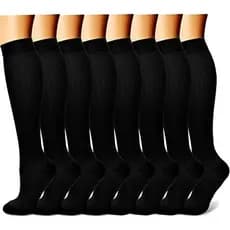 CHARMKING Meias de compressão para circulação sanguínea masculina e feminina (8 pares) Coluna de mercúrio de 15-20 mm é