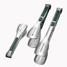 Conjunto de Pinças de Cozinha em Aço Inoxidável - Cabo Antiderrapante e Resistente ao Calor, Cabeças com 3 Ranhuras Alar