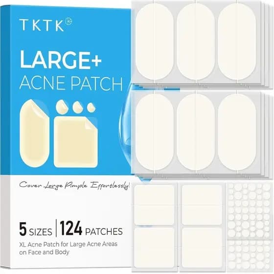 Adesivos Grandes para Espinhas TKTK para o Rosto, 60 x 30 mm, Adesivos XL para Acne, Grandes Curativos Hidrocoloides par