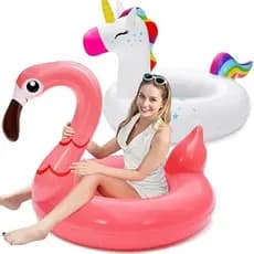 SLOOSH 2-Pack Unicórnio Flamingo Piscina Flutuadores-Inflável Floaties Decorações De Festa De Natação , Anéis Flutuantes